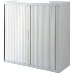 Rollladenschrank easyOffice®, 2 Fachböden, Höhe 1040 mm, weiß / weiß Paperflow