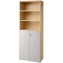 Kombi-Schrank, 5 Fachböden, 2 Flügeltüren, Ahorn-Dekor / alusilber eurokraft pro