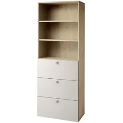 Kombi-Schrank, 2 Fachböden, 3 Hängeregistraturschübe, Nussbaum-Dekor / alusilber eurokraft pro