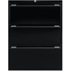 Hängeregistraturschrank, 2-bahnig, 3 Schübe, DIN A4, tiefschwarz BISLEY