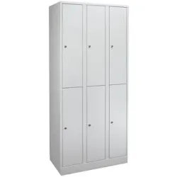 Doppelstock-Spind Komfort, 3 Abteile, lichtgrau, Breite 1200 mm Wolf