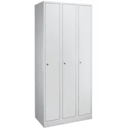 Spind Komfort, 3 Abteile, lichtgrau, Breite 900 mm Wolf