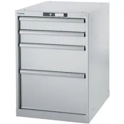 Werkbank-Baukastensystem, Unterbauschrank, Höhe 800 mm, 4 Schubladen, lichtgrau LISTA