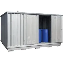 Gefahrstoff-Container auch zur aktiven Lagerung entzündbarer Stoffe, Außen-HxBxT 2400 x 4075 x 2875 mm, verzinkt LaCont