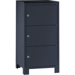 Werkzeugschrank mit Füßen, HxBxT 1000 x 500 x 500 mm, 3 verschließbare Fächer, anthrazitgrau RAL 7016 Wolf
