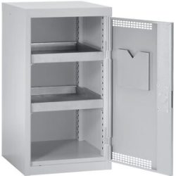 kaiserkraft Umweltschrank mit Türlochung, HxBxT 900 x 500 x 500 mm, 2 Wannenböden, lichtgrau / lichtgrau