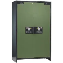 Feuerbeständiger Industrie-Gefahrstoffschrank Typ 90, HxBxT 1955 x 1200 x 615 mm, 2-türig, resedagrün asecos