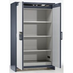 Feuerbeständiger Industrie-Gefahrstoffschrank Typ 90, HxBxT 1955 x 1200 x 615 mm, 2-türig, lichtgrau asecos