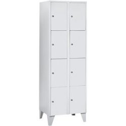 Wertfachschrank 300 mm, 2 Abteile, 8 Fächer, Sicherheitszylinderschloss, Fuss, lichtgrau