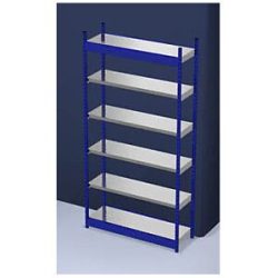 Stabil-Steckregal, einseitig, Regalhöhe 2500 mm, blau/verzinkt, Bodenbreite 1325 mm, Grundregal, Breite x Tiefe 1325 x 400 mm hofe