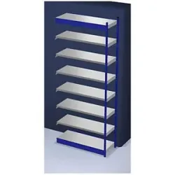 Stabil-Steckregal, einseitig, Regalhöhe 3000 mm, blau/verzinkt, Bodenbreite 1325 mm, Anbauregal, Breite x Tiefe 1325 x 500 mm hofe