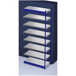 Stabil-Steckregal, einseitig, Regalhöhe 3000 mm, blau/verzinkt, Bodenbreite 1325 mm, Anbauregal, Breite x Tiefe 1325 x 600 mm hofe
