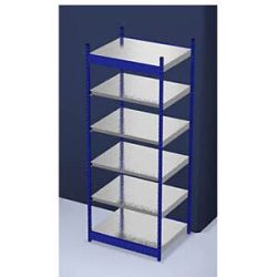 Stabil-Steckregal, einseitig, Regalhöhe 2500 mm, blau/verzinkt, Bodenbreite 1025 mm, Grundregal, Breite x Tiefe 1025 x 800 mm hofe