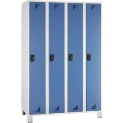Spind Bremen, 4 Abteile, lichtgrau / brillantblau, Breite 1200 mm eurokraft pro