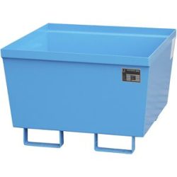 Stahl-Auffangwanne mit Randprofilierung, LxBxH 800 x 800 x 545 mm, ohne Rost, blau RAL 5012 eurokraft pro