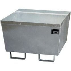 Stahl-Auffangwanne mit Randprofilierung, LxBxH 800 x 800 x 545 mm, ohne Rost, feuerverzinkt eurokraft pro