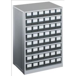 kaiserkraft Schubladenmagazin, Gehäuse-Traglast 240 kg, HxBxT 862 x 600 x 417 mm, 48 Schubladen, Schubladen grau