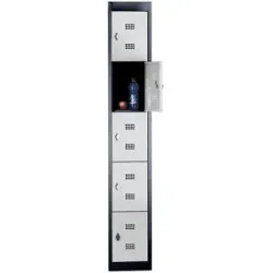 5er-Schließfachschrank Hamburg, 1 Abteil, 5 Fächer, Höhe 320 mm, Breite 300 mm, Anbauelement, anthrazitgrau / lichtgrau Wolf