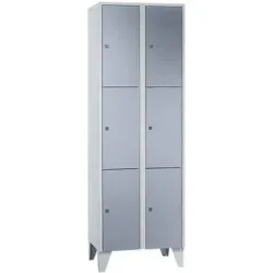 3er-Schließfachschrank München, 2 Abteile, Breite 600 mm, silbergrau Wolf