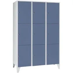 3er-Schließfachschrank München, 3 Abteile, Breite 1200 mm, taubenblau Wolf