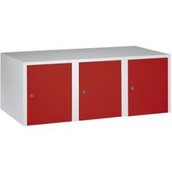 Aufsatzschrank München, 3 Abteile, feuerrot, Breite 1200 mm Wolf