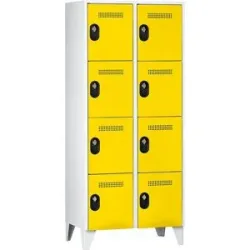 4er-Schließfachschrank Köln, 2 Abteile, lichtgrau / zinkgelb, 800 mm Wolf