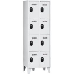 4er-Schließfachschrank Köln, 2 Abteile, lichtgrau, 600 mm Wolf
