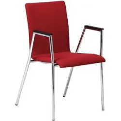 kaiserkraft Konferenzstuhl Cadeira, Gestell verchromt, roter Stoff, VE 2 Stk