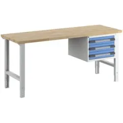 Werkbank, Baukastensystem Serie 7000, 3 Schubladen, BxT 2000 x 700 mm eurokraft pro