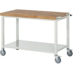 Fahrbare Werkbank Serie 8000, Gestellbauweise, 1 Ablageboden, BxT 1250 x 700 mm eurokraft pro