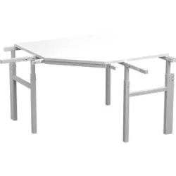 Ecktisch Serie TP, manuell höhenverstellbar, für 2 Grundtische mit Etagenbord, Tiefe 900 mm Treston