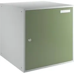 Schließfachwürfel, HxBxT 450 x 450 x 450 mm, Vollblechtür, lichtgrau / resedagrün eurokraft basic