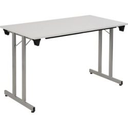 kaiserkraft Klapptisch STANDARD, Vierkant-Gestell mit Höhenausgleichsschrauben, 1200 x 700 mm, Gestell alufarben, Platte lichtgrau
