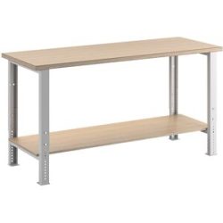 Werkbank im Baukastensystem, Höhe 740 - 1090 mm, mit Ablageboden, Breite 2000 mm LISTA