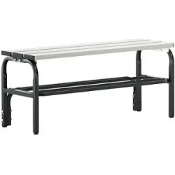 Umkleidebank mit Aluminiumleisten, HxT 450 x 350 mm, Länge 1015 mm, anthrazit, Schuhrost Sypro