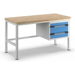 Werkbank, Gestellbauweise Serie 8000, 2 Schubladen: 1 x 150 mm, 1 x 210 mm, BxT 1500 x 700 mm eurokraft pro