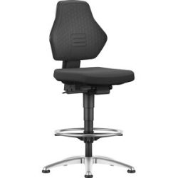 Arbeitsdrehstuhl AIR FLOW, mit Gleitern und Fußring, Textilbezug schwarz bimos