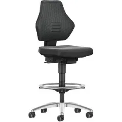 Arbeitsdrehstuhl AIR FLOW, mit Sitz-Stopp-Rollen und Fußring, Supertec-Bezug schwarz bimos