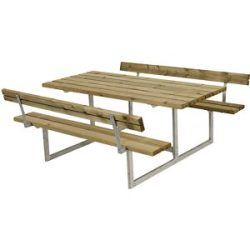kaiserkraft Gruppensitzbank, für 6 Personen, Tiefe 1840 mm, mit Rückenlehne, natur