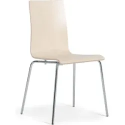 kaiserkraft Schalenstuhl Alma, stapelbar, VE 4 Stk, Birke/Chrom