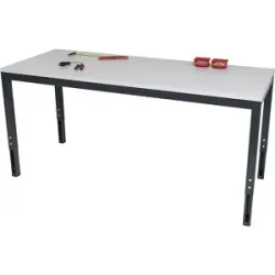 Höhenverstellbarer Arbeitstisch, Vierkantrohr 45 x 45 mm, Melaminplatte, BxT 1500 x 900 mm eurokraft basic
