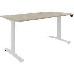 kaiserkraft Schreibtisch BOTTOM-UP, elektrisch höhenverstellbar, gerade, BxT 1600 x 800 mm, Ahorn/weiß
