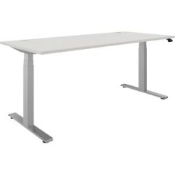 kaiserkraft Schreibtisch BOTTOM-UP, elektrisch höhenverstellbar, gerade, BxT 1800 x 800 mm, weiß/silber
