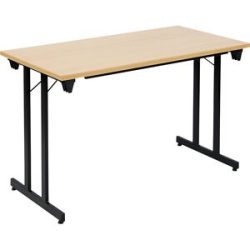 kaiserkraft Klapptisch F25, BxT 1200 x 600 mm, Platte Buche-Dekor, Gestell schwarz