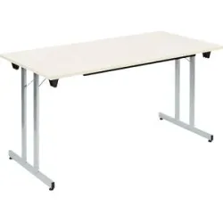 kaiserkraft Klapptisch F25, BxT 1400 x 700 mm, Platte Ahorn-Dekor, Gestell alusilber