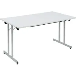 kaiserkraft Klapptisch F25, BxT 1400 x 800 mm, Platte lichtgrau, Gestell alusilber