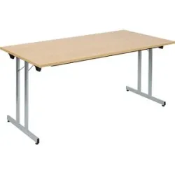 kaiserkraft Klapptisch F25, BxT 1600 x 800 mm, Platte Buche-Dekor, Gestell alusilber