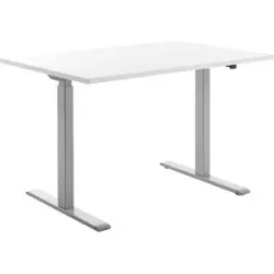 Schreibtisch, elektrisch höhenverstellbar, gerade, BxT 1200 x 800 mm, weiß/grau Topstar