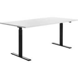 Schreibtisch, elektrisch höhenverstellbar, gerade, BxT 1800 x 800 mm, weiß/schwarz Topstar