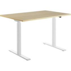 Schreibtisch, elektrisch höhenverstellbar, gerade, BxT 1200 x 800 mm, Ahorn/weiß Topstar